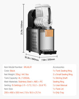 Commercial Slushy Machine, 4L Single Tank Frozen Drink Machine, 16 Cups Stainless Steel Margarita Smoothie Frozen Drink Maker, Slushie Maker for Home Party Restaurants Cafe Bars