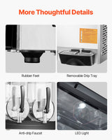 VEVOR 12Lx2 Tank Commercial Slushy Machine Margarita Smoothie Frozen Drink Maker - 45-Degree Angle