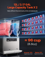 VEVOR 12Lx2 Tank Commercial Slushy Machine Margarita Smoothie Frozen Drink Maker - Front View