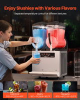 VEVOR 12Lx2 Tank Commercial Slushy Machine Margarita Smoothie Frozen Drink Maker - Side View