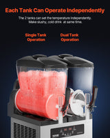 VEVOR 12Lx2 Tank Commercial Slushy Machine Margarita Smoothie Frozen Drink Maker - 45-Degree Angle