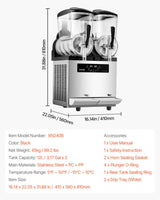 VEVOR 12Lx2 Tank Commercial Slushy Machine Margarita Smoothie Frozen Drink Maker - Close-Up Angle