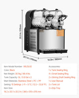 VEVOR 3Lx2 Tank Commercial Slushy Machine Margarita Smoothie Frozen Drink Maker - Rear View