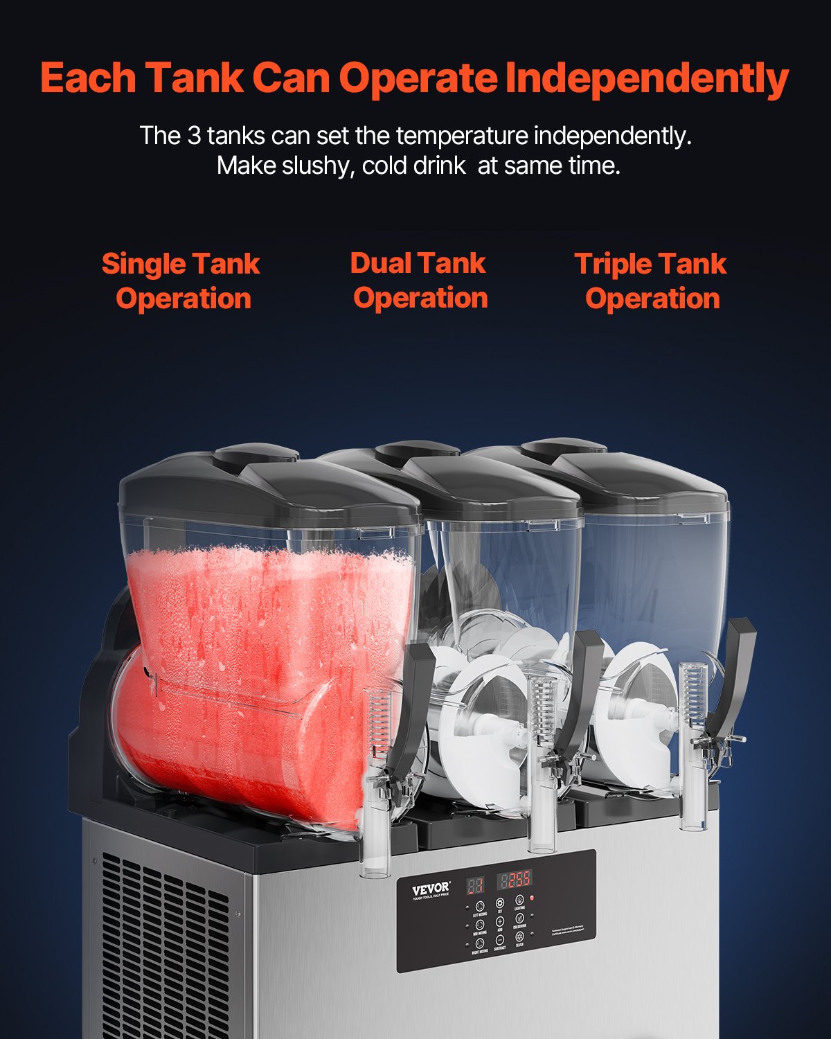 VEVOR 12Lx3 Tank Commercial Slushy Machine Margarita Smoothie Frozen Drink Maker