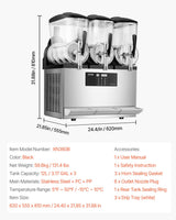 VEVOR 12Lx3 Tank Commercial Slushy Machine Margarita Smoothie Frozen Drink Maker - Close-Up Angle