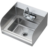 VEVOR Commercial Hand Sink with Faucet and Side Splash, NSF Stainless Steel Sink for Washing, Small Hand Washing Sink, Wall Mount Hand Basin for Restaurant, Kitchen, Bar, Garage and Home, 43x33 cm