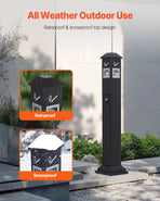 Cigarette Butt Receptacle, Weatherproof Cigarette Butt Container with 4 Disposal Openings & Top Cover, Freestanding Outdoor Cigarette Butt Disposal for Garden, Office, Restaurant, Hotel, Black