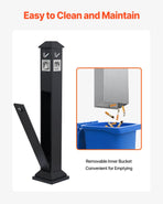 Cigarette Butt Receptacle, Weatherproof Cigarette Butt Container with 4 Disposal Openings & Top Cover, Freestanding Outdoor Cigarette Butt Disposal for Garden, Office, Restaurant, Hotel, Black