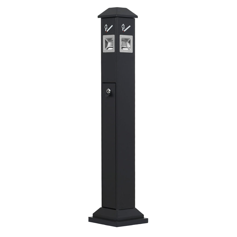 Cigarette Butt Receptacle, Weatherproof Cigarette Butt Container with 4 Disposal Openings & Top Cover, Freestanding Outdoor Cigarette Butt Disposal for Garden, Office, Restaurant, Hotel, Black