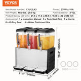 Commercial Beverage Dispenser, 3 Tanks 12 L Per Tank Juice Dispenser, 370W Stainless Steel Ice Tea Drink Machine with 7℃-12℃ Cooling Temperature, for Cold Drink Restaurant Bar Party