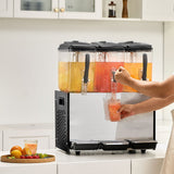 Commercial Beverage Dispenser, 3 Tanks 12 L Per Tank Juice Dispenser, 370W Stainless Steel Ice Tea Drink Machine with 7℃-12℃ Cooling Temperature, for Cold Drink Restaurant Bar Party