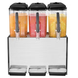 Commercial Beverage Dispenser, 3 Tanks 12 L Per Tank Juice Dispenser, 370W Stainless Steel Ice Tea Drink Machine with 7℃-12℃ Cooling Temperature, for Cold Drink Restaurant Bar Party
