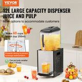 VEVOR Commercial Beverage Dispenser 12L Cold Juice Ice Drink Dispenser for Party - Front View