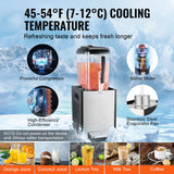 VEVOR Commercial Beverage Dispenser 12L Cold Juice Ice Drink Dispenser for Party - Side View