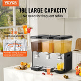 VEVOR Commercial Beverage Dispenser 18L x 3 Tanks Cold Juice Ice Drink Dispenser - Front View