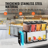 VEVOR Commercial Beverage Dispenser, 4 Tanks 12 L Per Tank Juice Dispenser, 510W Stainless Steel Ice Tea Drink Machine with 7℃-12℃ Cooling Temperature, for Cold Drink Restaurant Bar Party - Top-Down View