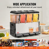 VEVOR Commercial Beverage Dispenser, 4 Tanks 12 L Per Tank Juice Dispenser, 510W Stainless Steel Ice Tea Drink Machine with 7℃-12℃ Cooling Temperature, for Cold Drink Restaurant Bar Party - Rear View