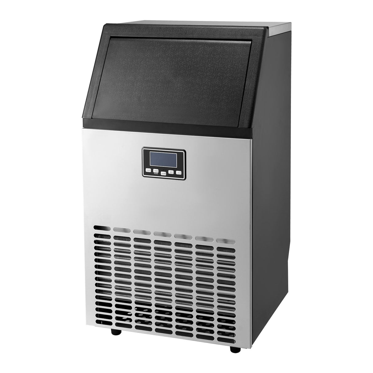 Commercial Ice Maker Machine, 100lbs/24H Ice Maker Machine with 33lbs Storage Capacity, 45 Ice Cubes in 15 Minutes, LED Digital Display Freestanding Self-Cleaning for Bar Office Restaurant