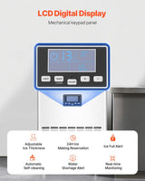 Commercial Ice Maker Machine, 100lbs/24H Ice Maker Machine with 33lbs Storage Capacity, 45 Ice Cubes in 15 Minutes, LED Digital Display Freestanding Self-Cleaning for Bar Office Restaurant
