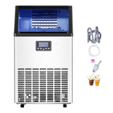 Commercial Ice Maker Machine, 100lbs/24H Ice Maker Machine with 33lbs Storage Capacity, 45 Ice Cubes in 15 Minutes, LED Digital Display Freestanding Self-Cleaning for Bar Office Restaurant