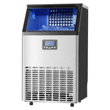 Commercial Ice Maker Machine, 100lbs/24H Ice Maker Machine with 33lbs Storage Capacity, 45 Ice Cubes in 15 Minutes, LED Digital Display Freestanding Self-Cleaning for Bar Office Restaurant