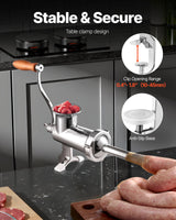 VEVOR Heavy Duty Meat Grinder Manual Sausage Filler Stainless Steel with Clamp - Front View
