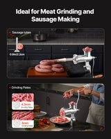 VEVOR Heavy Duty Meat Grinder Manual Sausage Filler Stainless Steel with Clamp - Top-Down View