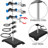 VEVOR Laboratory Grade Metalware Set - Support Stand Premium Iron Material Laboratory Stand Support Lab Clamp Flask Clamp Condenser Stand 60cm - Front View