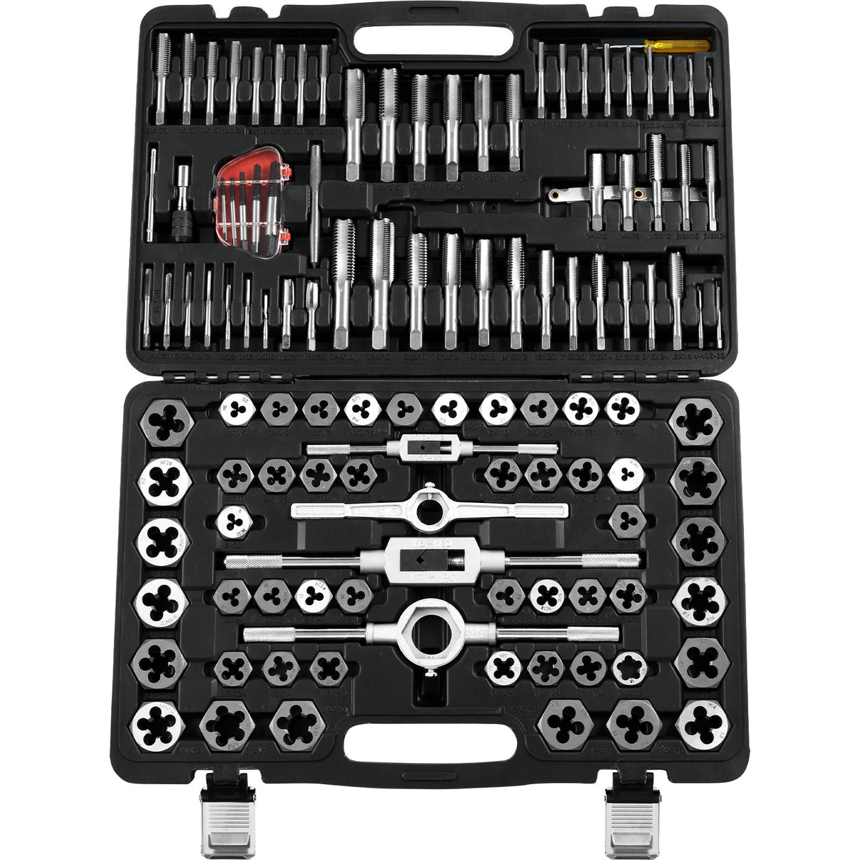 VEVOR Tap and Die Set, 116-Piece Include Metric and SAE Size, Bearing Steel Taps and Dies, Essential Threading Tool for Cutting External Internal