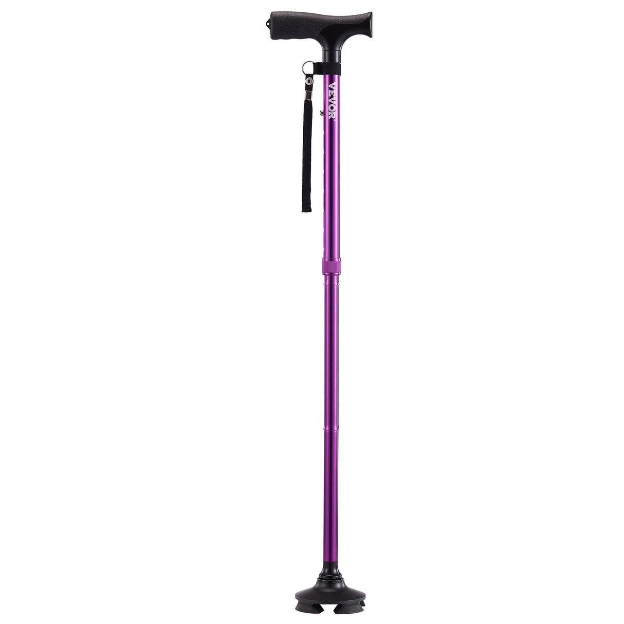 VEVOR Walking Cane Folding Walking Stick 8-Level Height 4-Pronged Pivoting Base