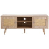 VEVOR Rattan TV Stand Boho TV Cabinet for 55 inch TV Mid Century Modern TV Stand Rattan TV Console with Adjustable Shelfs for Living Room Media Room Oak - Extra Image
