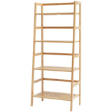 VEVOR Bamboo Bookshelf 4 Tiers Bamboo Ladder Bookshelf Trapezoid Storage Rack