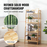 VEVOR Bamboo Bookshelf 4 Tiers Bamboo Ladder Bookshelf Trapezoid Storage Rack - Top-Down View