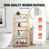 VEVOR Bamboo Bookshelf 4 Tiers Bamboo Ladder Bookshelf Trapezoid Storage Rack - 45-Degree Angle