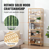 VEVOR Bamboo Bookshelf 6 Tiers Bamboo Ladder Bookcase Rectangle Storage Rack - Top-Down View