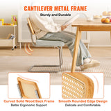 VEVOR Rattan Chairs Set of 2 Mid Century Modern Dining Chair Upholstered Velvet Accent Chair with Rattan Back Retro Dining Room Kitchen Chair for Living Room Bedroom Reading Room Office White - Top-Down View