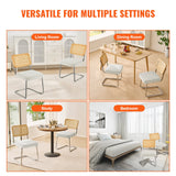 VEVOR Rattan Chairs Set of 2 Mid Century Modern Dining Chair Upholstered Velvet Accent Chair with Rattan Back Retro Dining Room Kitchen Chair for Living Room Bedroom Reading Room Office White - 45-Degree Angle