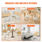 VEVOR Rattan Chairs Set of 4 Mid Century Modern Dining Chair Upholstered Velvet Accent Chair with Rattan Back Retro Dining Room Kitchen Chair for Living Room Bedroom Reading Room Office White - 45-Degree Angle