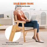 VEVOR Rattan Chair, Mid Century Modern Dining Chair with Armrest, Upholstered Chair with Rattan Back, Retro Rattan Dining Room Kitchen Chair for