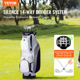 VEVOR Golf Cart Bag with 14 Way Organizer Divider Top, 36??13 Pockets Premium Nylon Cart Bag, Durable Golf Bags with Handles & Dust Cover & Detachable