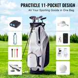 VEVOR Golf Cart Bag with 14 Way Organizer Divider Top, 36” 13 Pockets Premium Nylon Cart Bag, Durable Golf Bags with Handles & Dust Cover & Detachable Straps for Men & Women, White Color-Block - Top-Down View