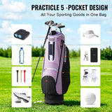 VEVOR Golf Cart Bag with 14 Way Organizer Divider Top, 36” Multiple Pockets Premium Cart Bag, Durable Golf Bags with Handles & Dust Cover & Detachable Strap for Men & Women, Black Purple - Top-Down View