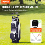 VEVOR Golf Cart Bag with 14 Way Organizer Divider Top, 36” Multiple Pockets Premium Nylon Cart Bag, Durable Golf Bags with Handles & Dust Cover & Detachable Straps for Men & Women, Black Color-Block - Front View