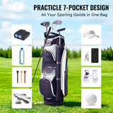 VEVOR Golf Cart Bag with 14 Way Organizer Divider Top, 36” Multiple Pockets Premium Nylon Cart Bag, Durable Golf Bags with Handles & Dust Cover & Detachable Straps for Men & Women, Black Color-Block - Top-Down View