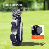 VEVOR Golf Cart Bag with 14 Way Organizer Divider Top, 36” Multiple Pockets Premium Nylon Cart Bag, Durable Golf Bags with Handles & Dust Cover & Detachable Straps for Men & Women, Black Color-Block - Rear View