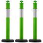 3 Pack Traffic Delineator Posts, 1140 mm Traffic Safety Cones with Fillable Base and Reflective Strips, Heavy Duty Delineator Posts for Construction Site, Parking Lot, Crowd Control, Green