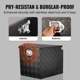 VEVOR Trailer Tongue Box, Aluminum Alloy Diamond Plate Tongue Box Tool Chest, Heavy Duty Trailer Box Storage with Lock and Keys, for Pickup Truck, RV, Trailer, 737 x 410 x 460 mm/29x16.5x18inch - 45-Degree Angle