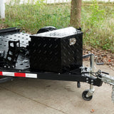 VEVOR Trailer Tongue Box, Aluminum Alloy Diamond Plate Tongue Box Tool Chest, Heavy Duty Trailer Box Storage with Lock and Keys, for Pickup Truck, RV, Trailer, 737 x 410 x 460 mm/29x16.5x18inch - Low Angle
