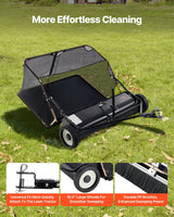 26.7 cm Tow Behind Lawn Sweeper, 26 cu.ft. Large Yard Sweeper, Adjustable Sweeping Height, Heavy Duty Leaf & Grass Collector with Dumping Rope, Pull Behind Sweepers for Debris Grass Clippings