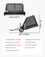 26.7 cm Tow Behind Lawn Sweeper, 26 cu.ft. Large Yard Sweeper, Adjustable Sweeping Height, Heavy Duty Leaf & Grass Collector with Dumping Rope, Pull Behind Sweepers for Debris Grass Clippings - Close-Up Angle